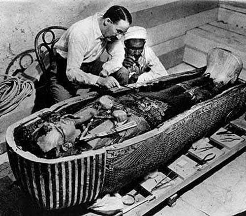Howard Carter in Tut's tomb.