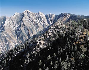 Tajo Canyon and eastern escarpment of the Sierra de Juárez, photo copyright Bill Evarts